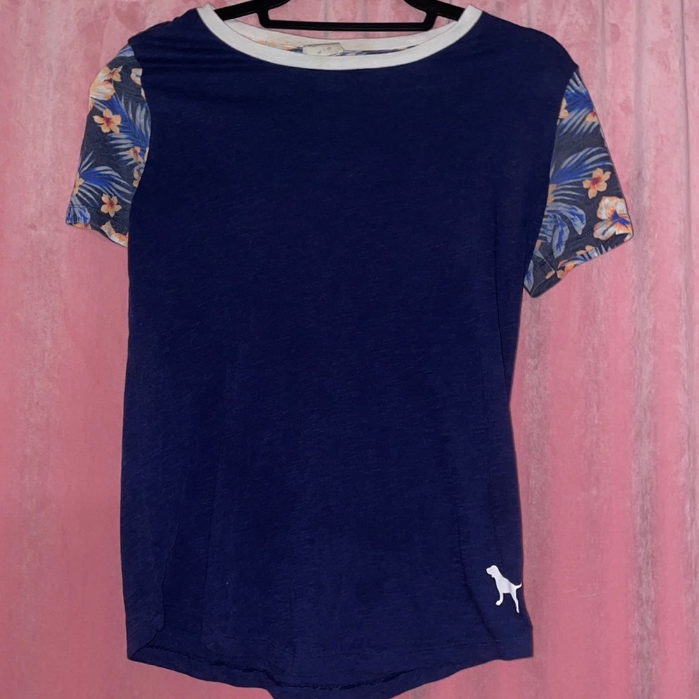 VS PINK Tshirt with Floral Sleeves